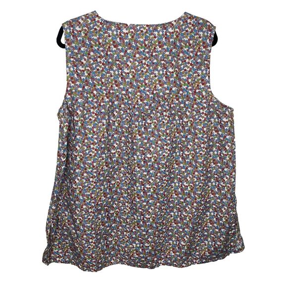 Pink K Sleeveless Blouse Ditsy Floral Pockets Lightweight Cotton Blend Womens 1X - Picture 5 of 11